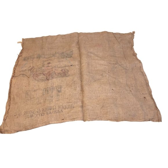 Burlap Sack BuckBoard PDQ Pinto Beans 100lbs Bag Bright Wagon Horse Western Vint - Picture 11 of 16